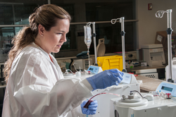 A laboratory scientist with the GenCure Cord Blood Center.