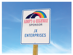 JX Enterprises-adopt-a-highway sign