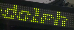 Phoenix G2 fire station alerting message sign with the word Randolph diplayed in green digital text