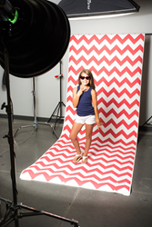 Red & White Chevron Printed Background Paper