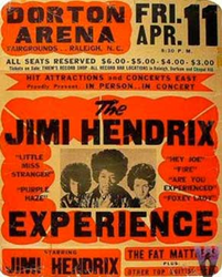 Original 1969 Jimi Hendrix Dorton Arena Raleigh North Carolina Concert Poster