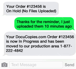 DocuCopies now offers text alerts to avoid print job delays.
