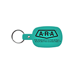 image of turquoise key chain with black imprint