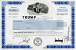 Scripophily.com is offering stock certificates from bankrupted Trump Hotels and Casino Resorts and Trump Entertainment Resorts, Inc. featuring Donald Trump as Chairman.