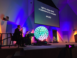 The Radiance Orb, created by the Eugene, Oregon, company Light at Play, provided a dazzling demonstration of photonics in the weekend's events.