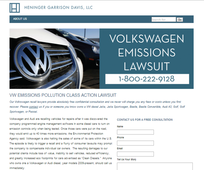 Man Files Class Action Lawsuit Amid Volkswagen Emissions Scandal