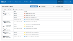 Lease and warranty dates as well as general events are tracked in Prism Insight
