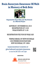Brain Aneurysm Awareness 5K Walk in Memory of Beth Behr
