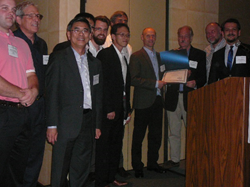 DesignBuilder team receiving “Best innovative workflow” award at the 2015 ASHRAE Energy Modelling Conference