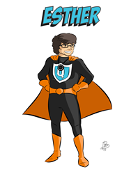 Illustration of Esther, the first ClearSounds SuperHEARo