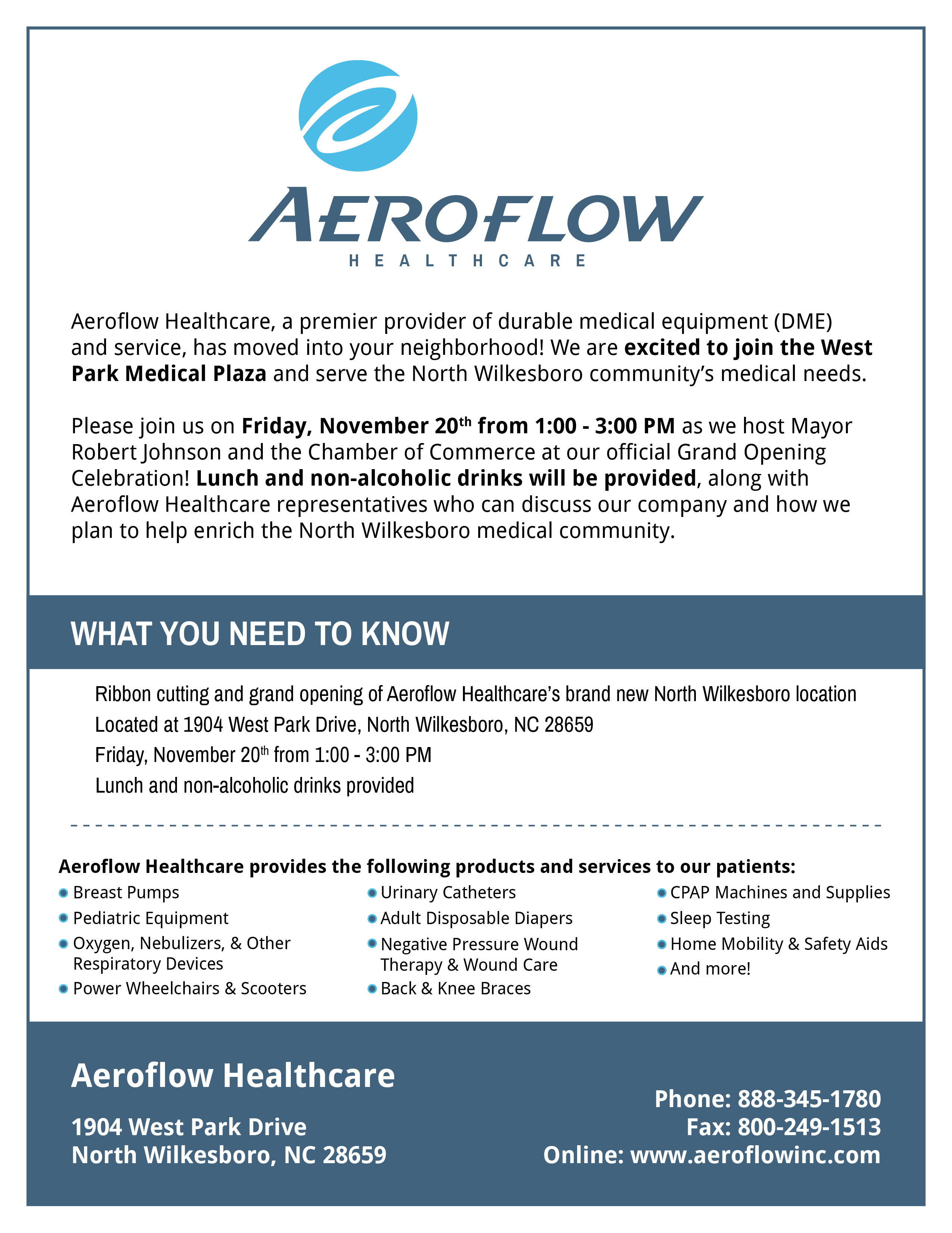 Aeroflow Healthcare Announces Opening of New Office Location in North