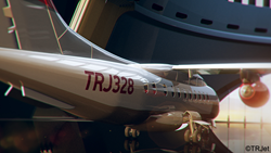 TRJet's TRJ328 aircraft rendering in hangar