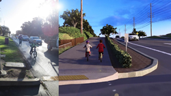 This image shows the current bike path on the left, while the right shows the planned bike path. More images at: https://www.gamesim.com/3d-urban-planning-visualization-package/