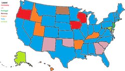 Most Popular Car Rental Pickup Country by U.S. State