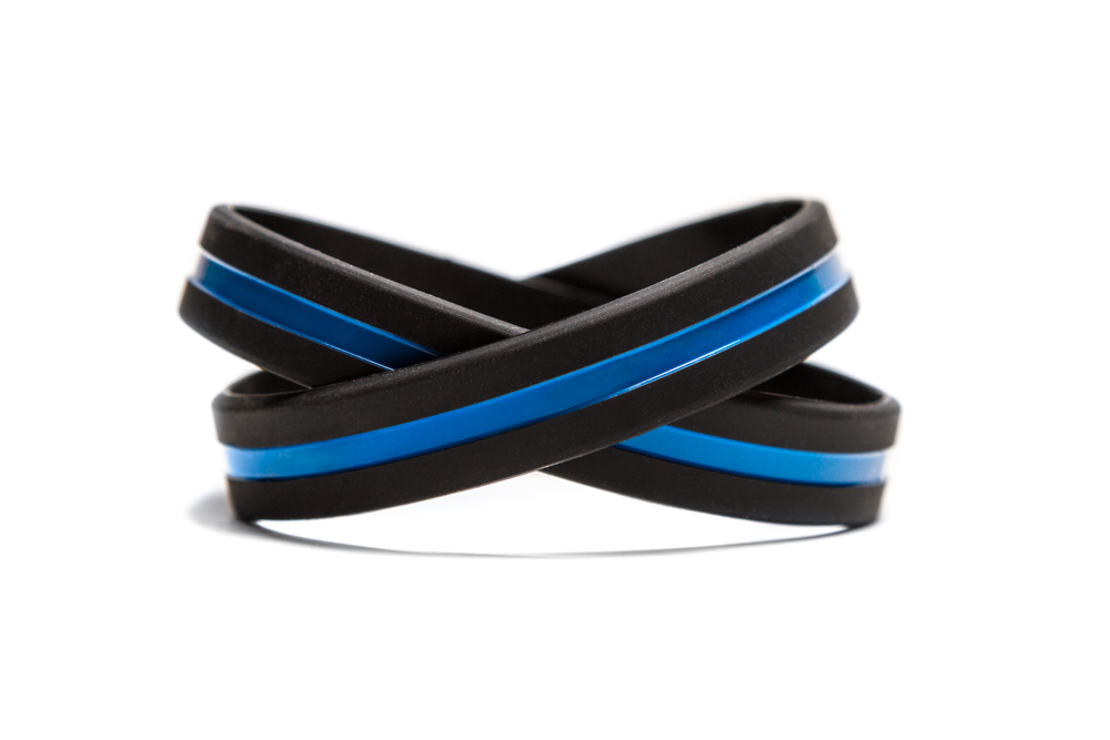 Thin Blue Line Silicone Rubber Police Bracelet Law Enforcement Support Family