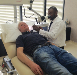 A Clean Ear Clinic doctor performing microsuction treatment for a patient in Southampton