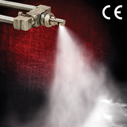 EXAIR's new Internal Mix Deflected Flat Fan Atomizing Spray Nozzle