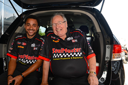 Top Fuel dragster J.R. Todd (left) and NHRA racing legend Connie Kalitta (right)