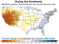 Map of precipitation changes over the United States