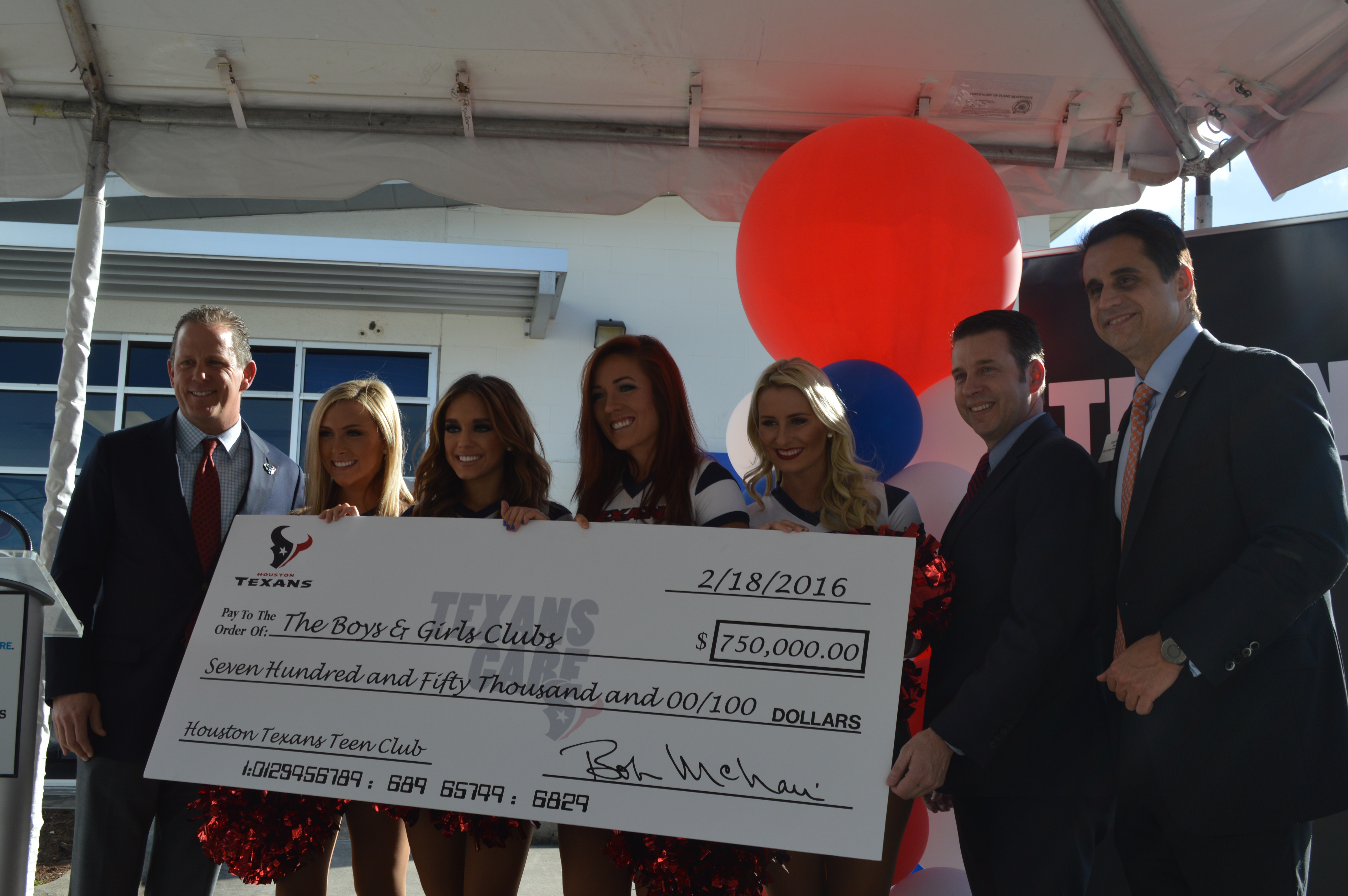 Houston Texans Announce 750,000 Pledge to the Boys & Girls Clubs of
