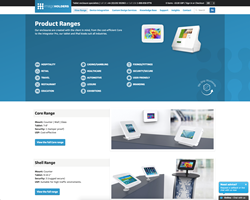 image shows imageHOLDERS product range page on their new website