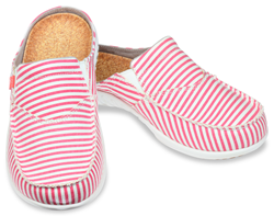 As classic as a Fourth of July celebration, the Montauk canvas striped slide for women is perfect for summer parties. The stripe is printed on a washed cotton canvas for a vintage look.