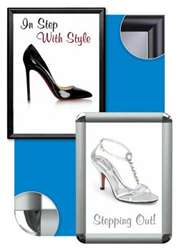 Sizes range from 8.5” x 11” to 30” x 40”, and customers can choose silver or black frame, and round corner or mitered corner