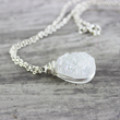 Sterling Silver and White Druzy Quartz Necklace from Starletta Designs.