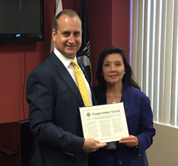 U.S.-Congressman-Mario-Diaz-Balart-presents-Congressional-Record-to-Keiser-University's-Vice-Chancellor-Belinda-Keiser