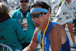 Robert Ramsey finishes the Boston Marathon