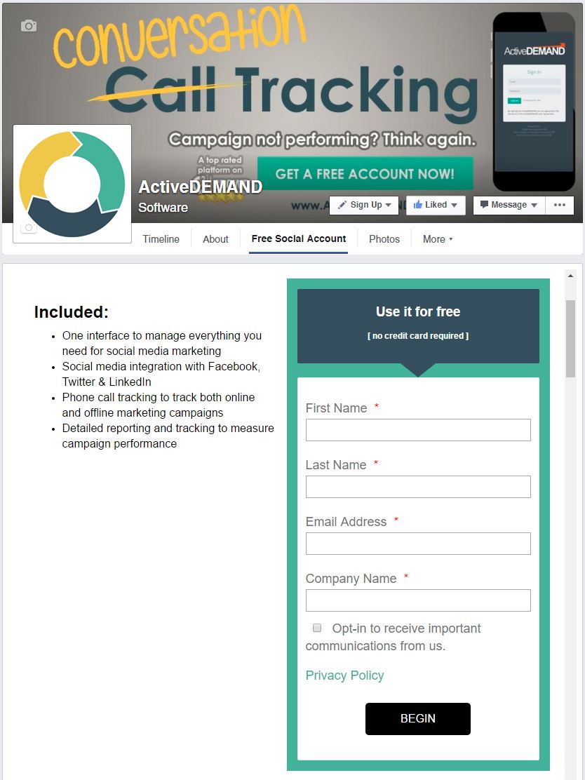 ActiveDEMAND Launches Customized Facebook Landing Pages