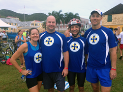 Team Cane Bay VI poses before the start of the race on Sunday. From left to right: Julie Sommer, Jeff Dykstra, Mehran Chirehdast and Jason Snow.
