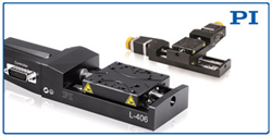 PI’s L-406 Compact Linear Stage: DC Motor (left) shown with XY Stepper Motor Configuration (right)