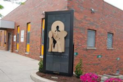 This sculpture honoring victims of elder abuse stands at the Schuylkill County Human Services building in Pottsville.