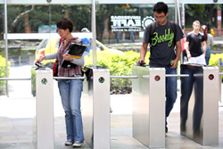 Campus security, security, piggybacking, education security, perimeter security, turnstiles, revolving doors
