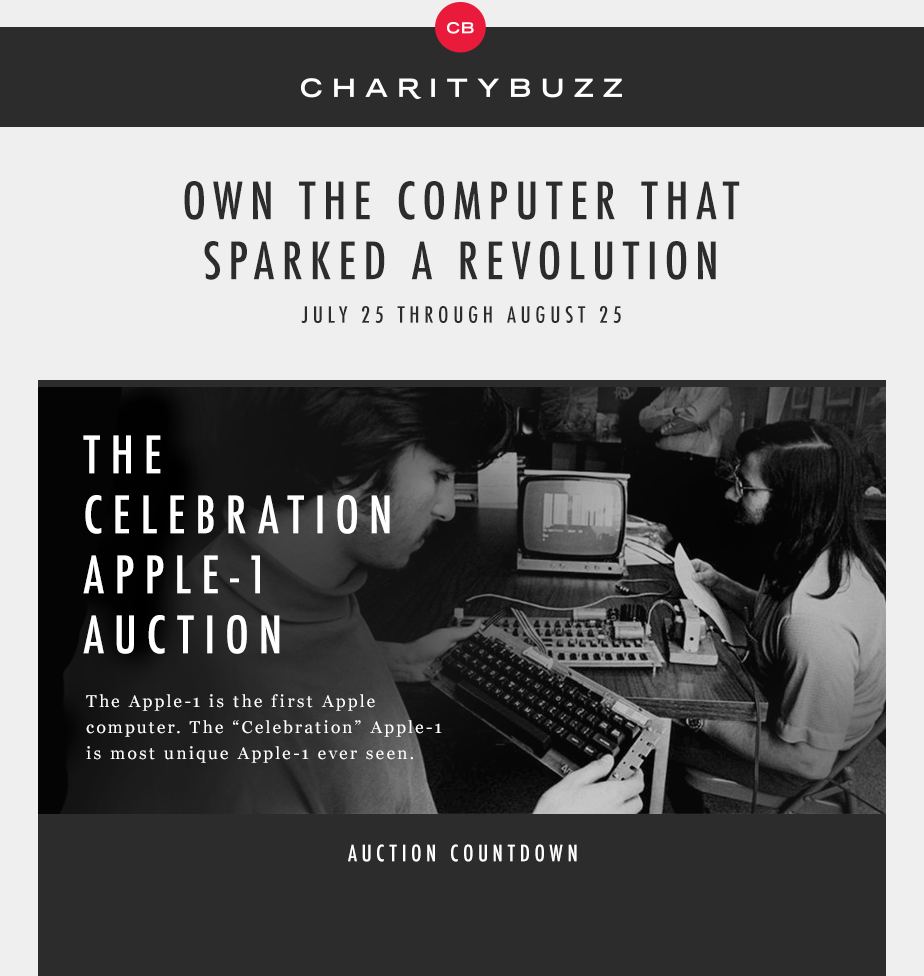 Charitybuzz Set to Auction a Byte of History Announcing the