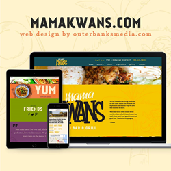 Outer Banks restaurant website design for Mama Kwan's Tiki Bar and Grill