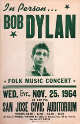 1964 Bob Dylan San Jose Civic Auditorium Concert Poster