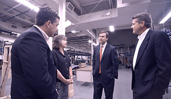 John Speckhart, Mary Speckhart - White Conveyors President, NJ Senator Thomas Kean and Stephen Speckhart - Vice President of Engineering