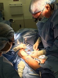 Dr. Cliff Sales implants human acellular vessel, first in NJ.