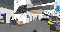 Rendering of lobby for new Scorpion corporate headquarters