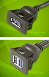 USB 3.0 Panel Mount "Snap-In" Extension Cables