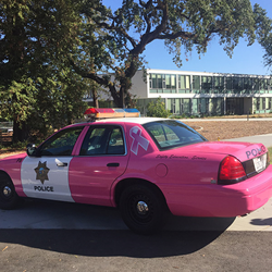 Pink police car parked at Kentfield Campus