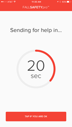 Screen shot from FallSafety Pro showing countdown timer.