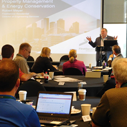Robert Meyer addresses energy professionals at Franklin Energy's Multifamily Summit