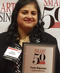 Smart 50 Awards Honoree Purba Majumder, CEO and Co-founder of Cybervation, Inc.