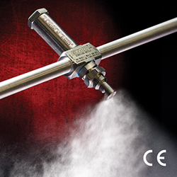 EXAIR's new 1/4 NPT Internal Mix Deflected Flat Fan Atomizing Spray Nozzle