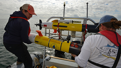 Researchers launch an underwater robotic vehicle