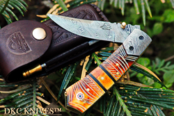 Damascus Steel Pocket Folding Knife DKC Knvies