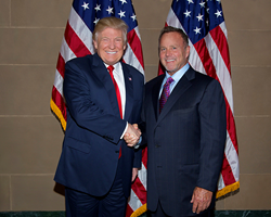 President Donald Trump and Lloyd Claycomb at a 2016 fundraiser